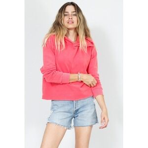 perfect white tee Coral Pink Heart Hoodie Sweatshirt Womens Size S Made in USA